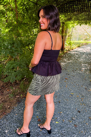 Pretty In Pleats Peplum Top in Black