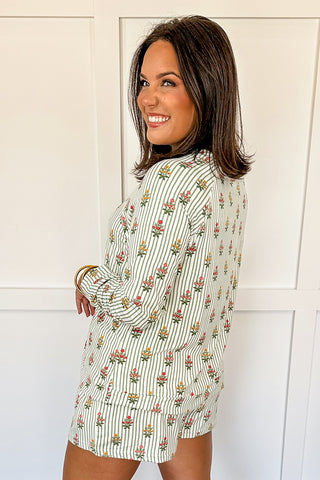 Mary Square Annie Cottage Stripes Pajama Set in Green