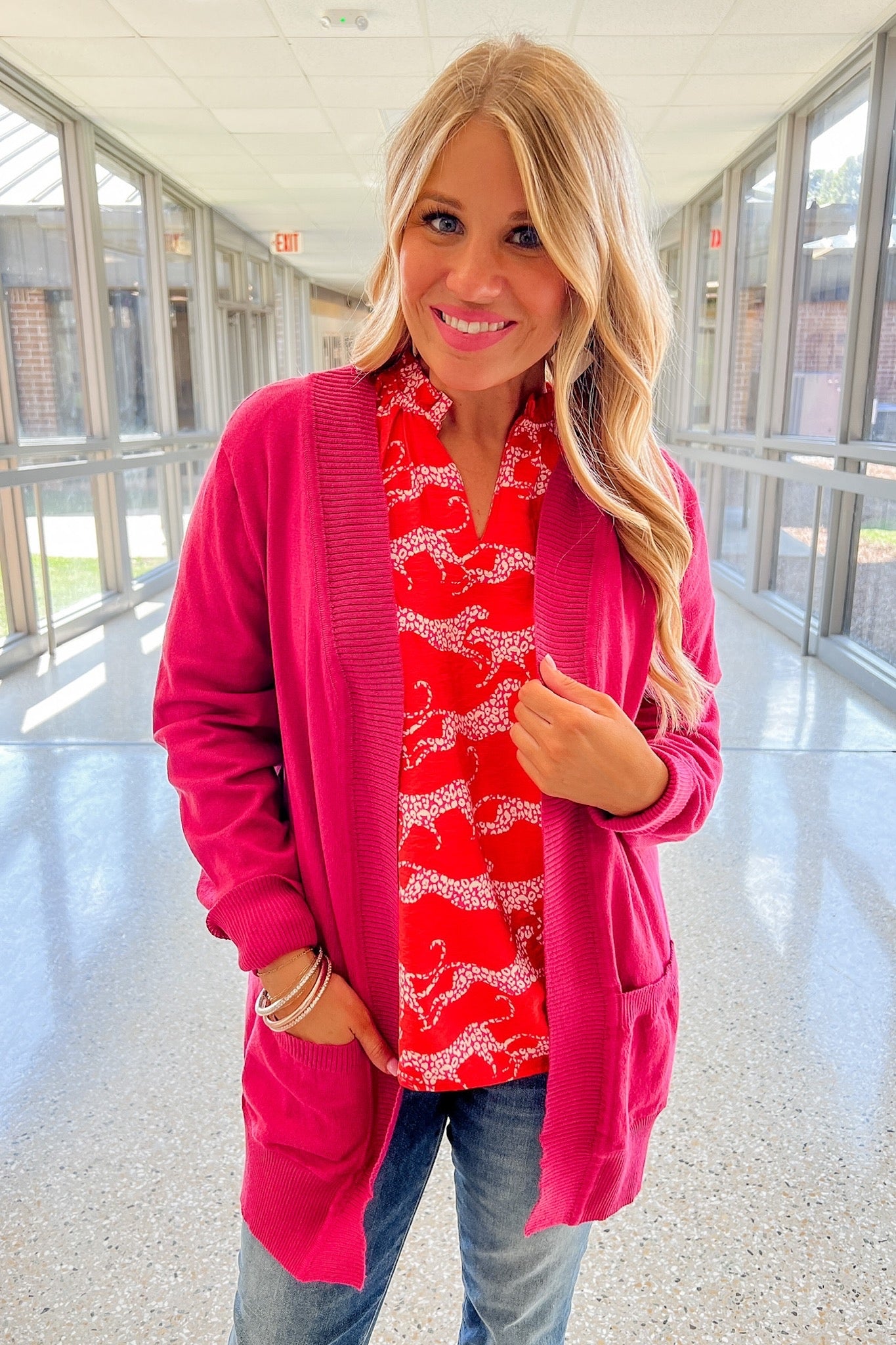 New & Improved Teacher Cardigan in Pink