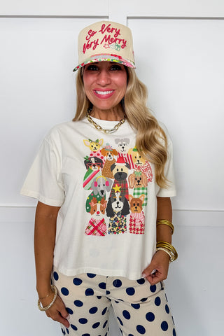 Poppy & Pine Merry Little Pups Cropped Graphic Tee