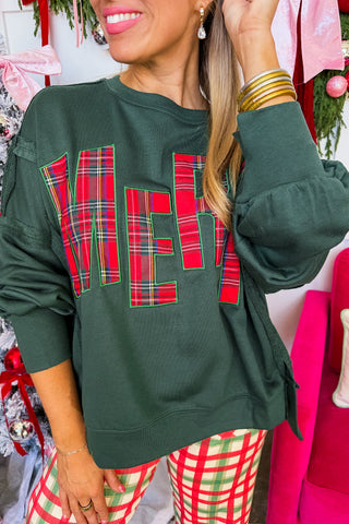 Merry Tartan Plaid Patchwork Pullover