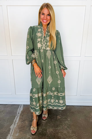 The Olive Meadow Midi Dress