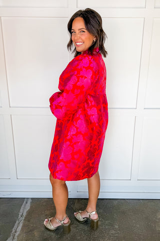Blooming Bold Floral Dress in Red
