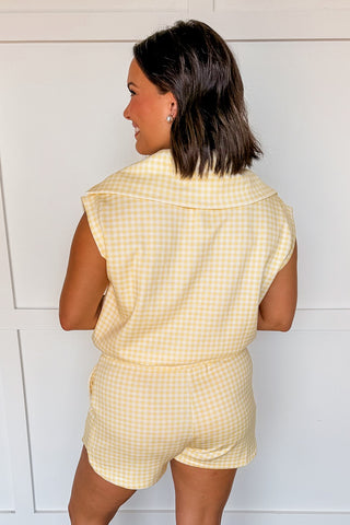 Soft Gingham Shorts Set in Yellow