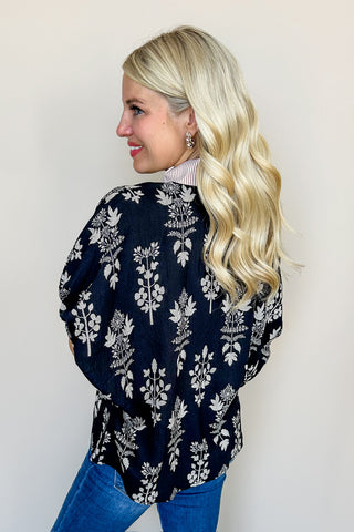 The Sarah Top in Black Striped Print