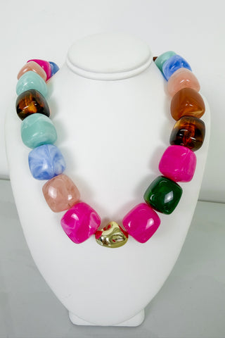 Maren Beaded Necklace in Pastel