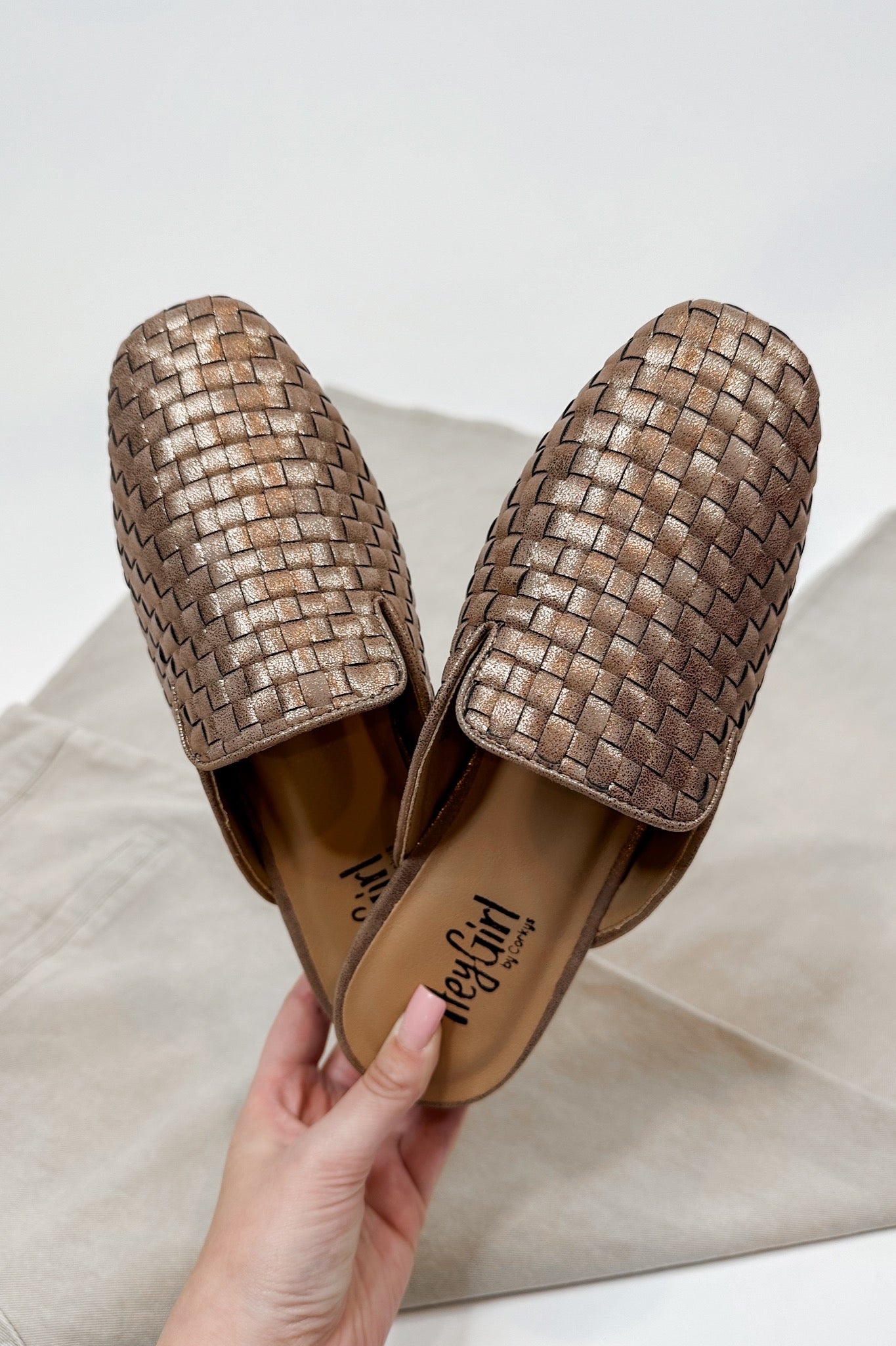 Weave It Memory Foam Corkys Mules in Bronze