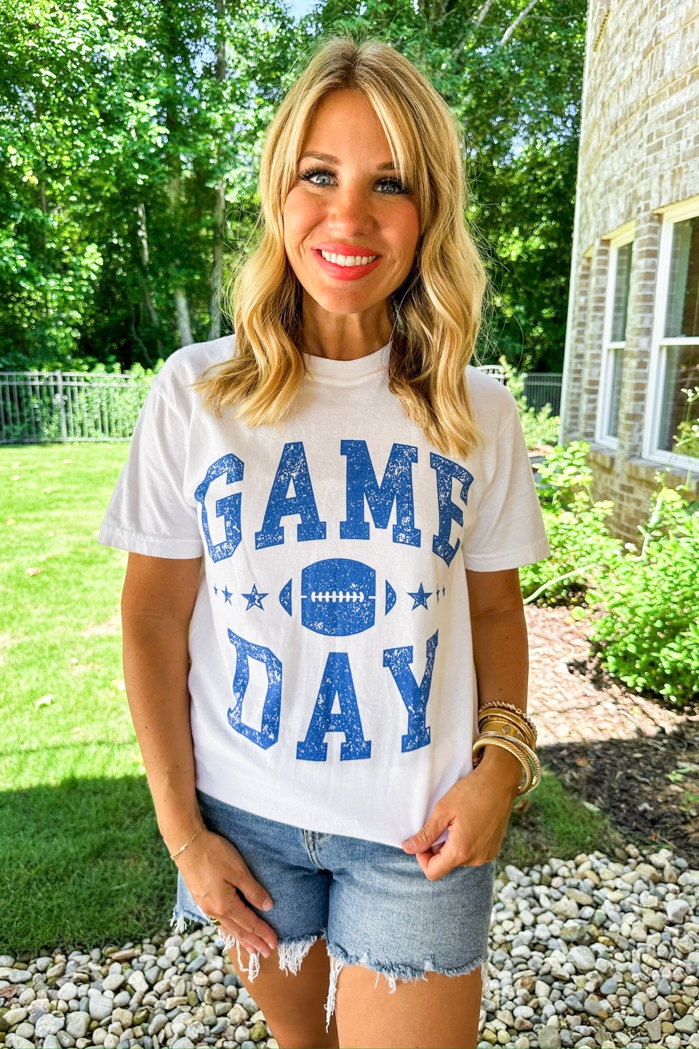 Game Day Football Comfort Color Graphic Tee in Blue