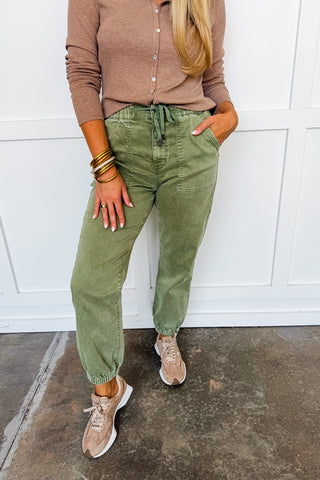 The Casual Crush Olive Joggers