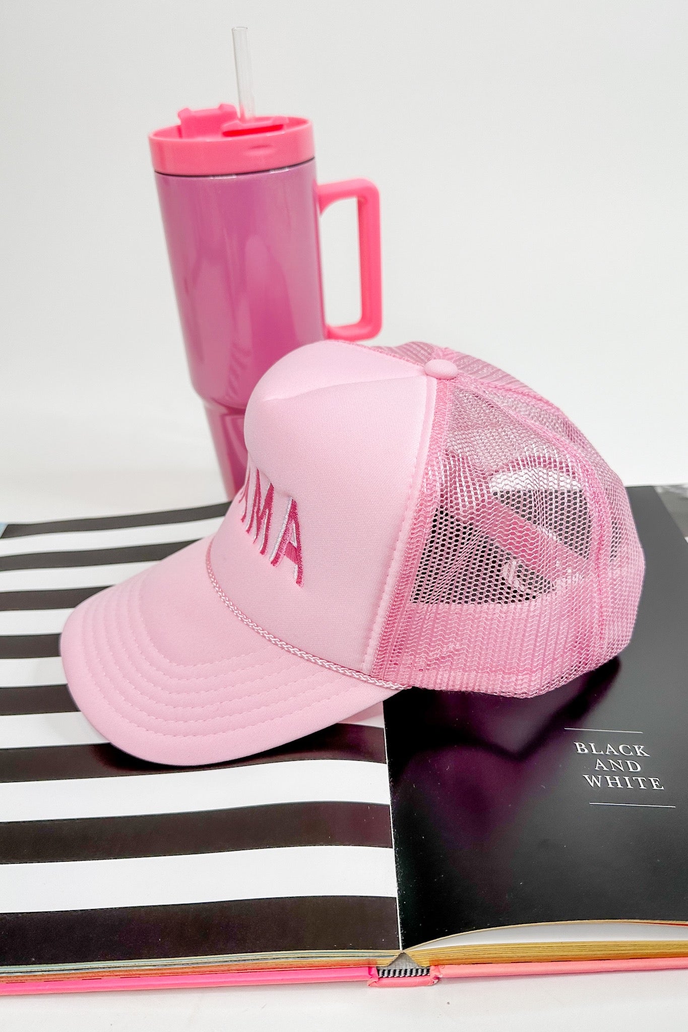 Mama Embroidered Pink Trucker Hat