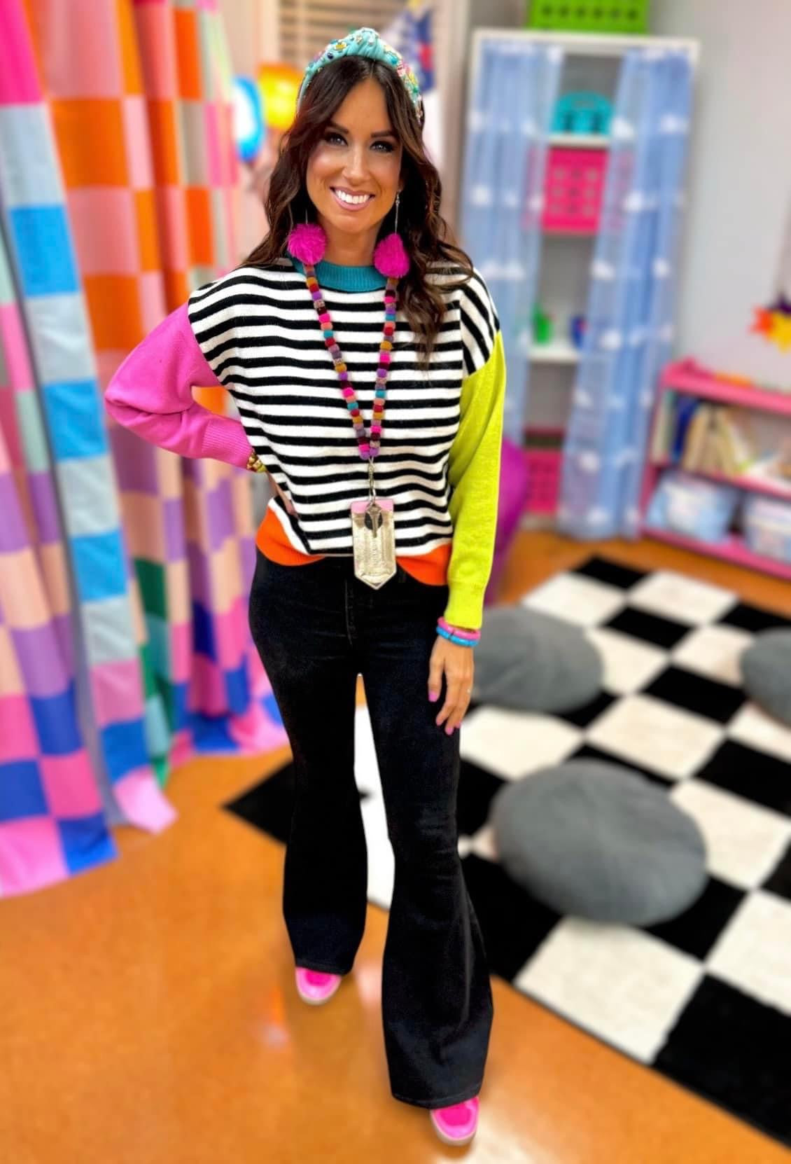 The Nikki Color Block Striped Sweaters Nikki Striped Color Block Sweater