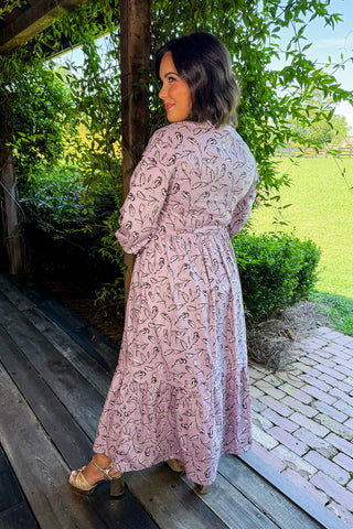 Whispering Leaf Pintuck Shirt Dress in Lilac