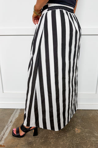 Timeless Stripe Midi Skirt in Black