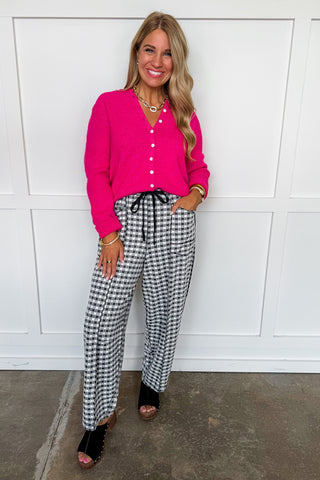 Easy Living Gingham Barrel Pants in Black