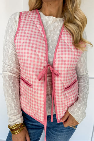 Light Pink Gingham Cottage Core Vest