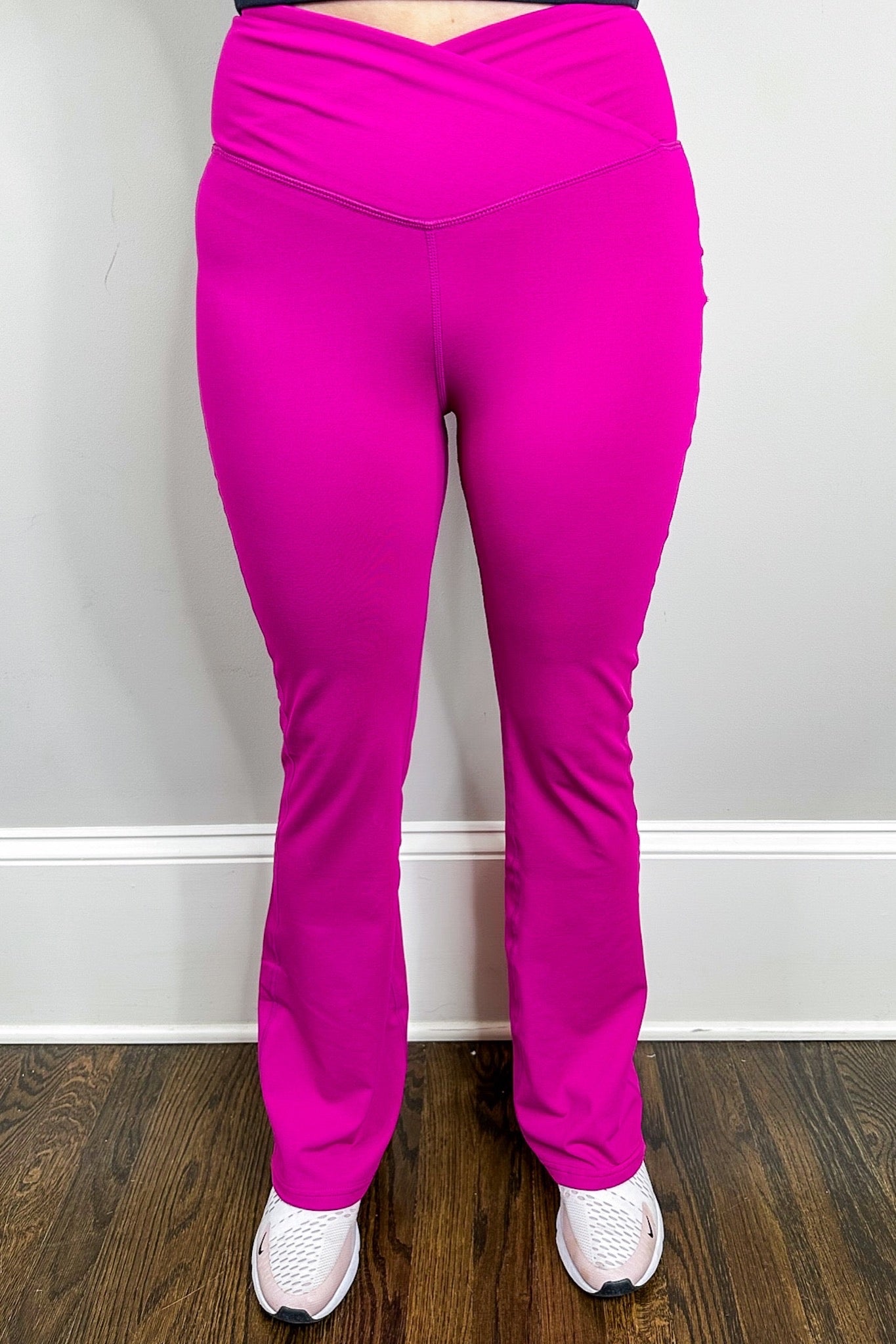 Hot Pink Crossover Stretchy Yoga Pants