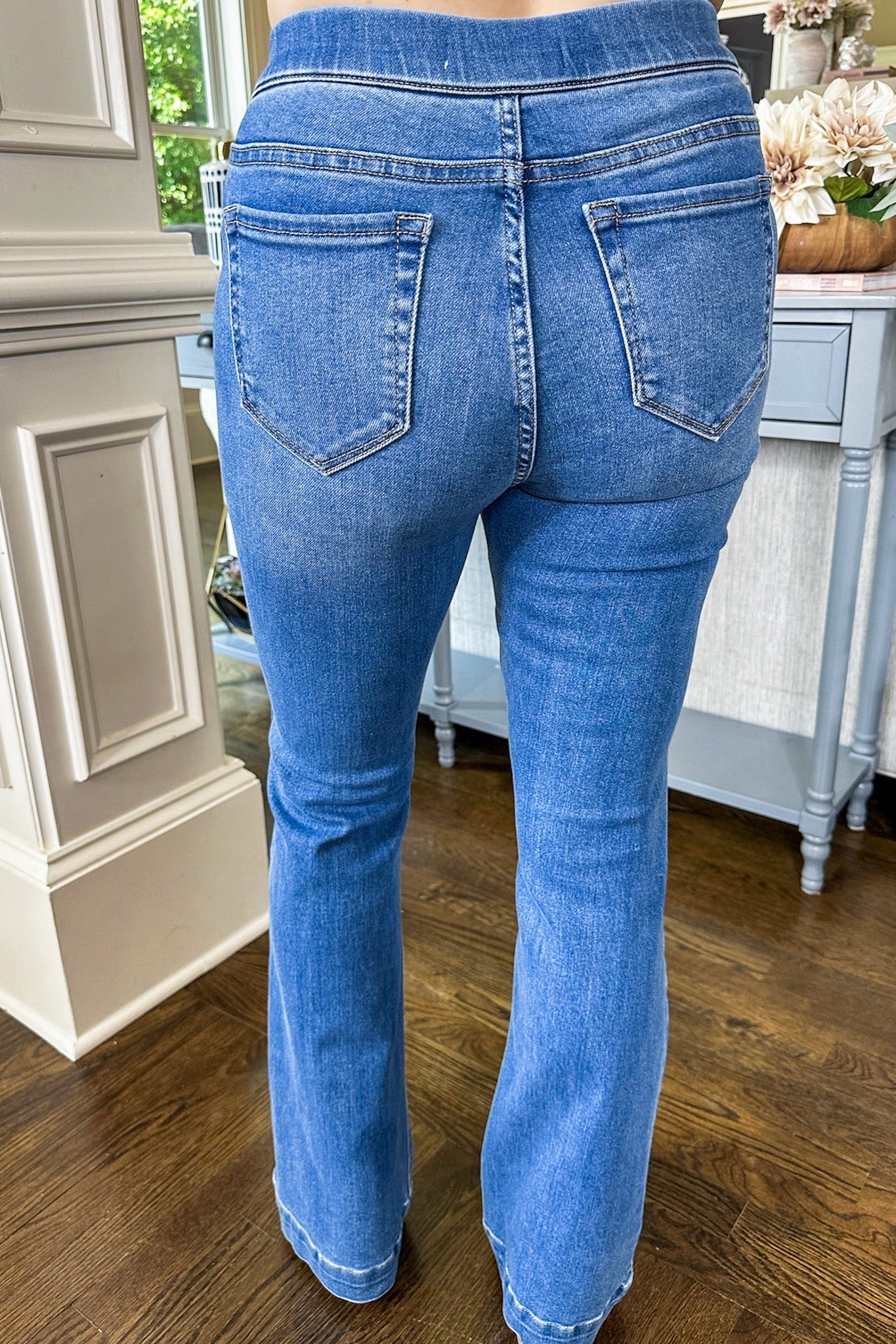 The Jules Flare in Darker Medium Wash