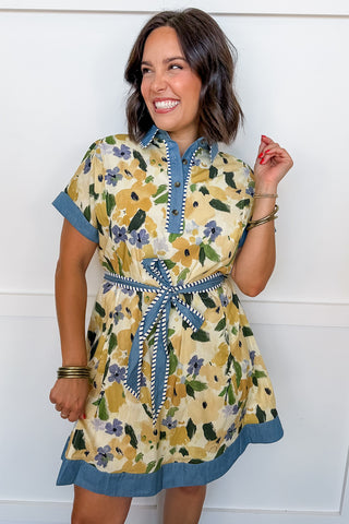 Petal Perfect Tie Waist Dress in Honey Mix