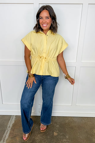 Cinched & Chic Top in Lemon