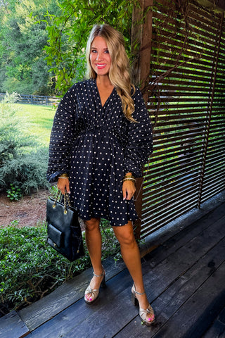 Ready For Anything Dot Dress in Black