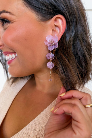 Wildflower Wish Drop Earrings in Lavender