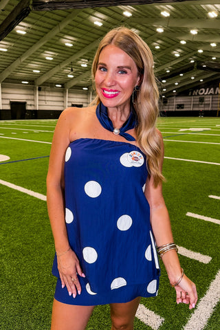 Dots & Game Days Skirt Set in Navy