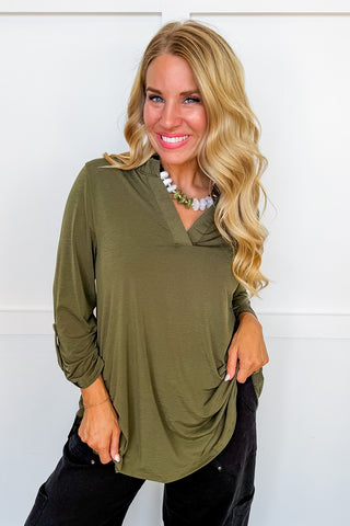 Dear Scarlett Lizzy Top In Solid Olive