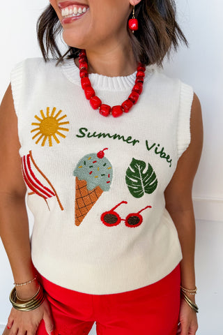 Summer Vibes Embroidered Knit Top
