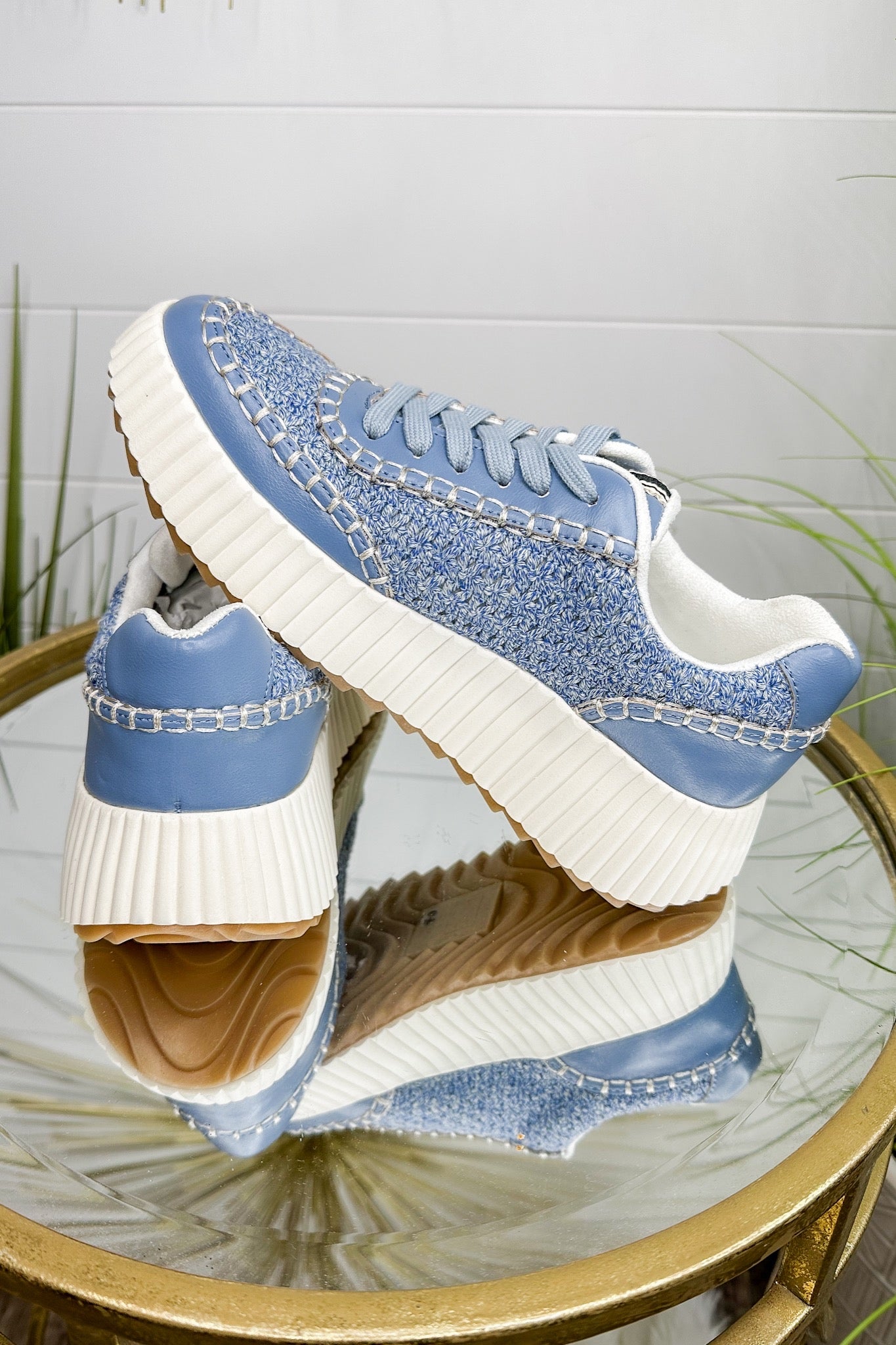 The Selina Woven Sneaker in Blue by ShuShop
