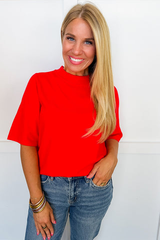 Wear It Everywhere Round Neck Top in Red