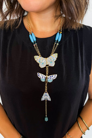 The Butterfly Garden Necklace in Blue