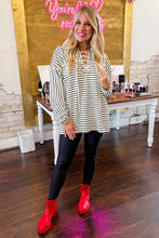Load image into Gallery viewer, Tie Up Striped Collar Sweater