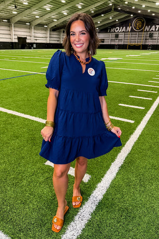 The Emerson Short Sleeve Dress in Navy by Mary Square
