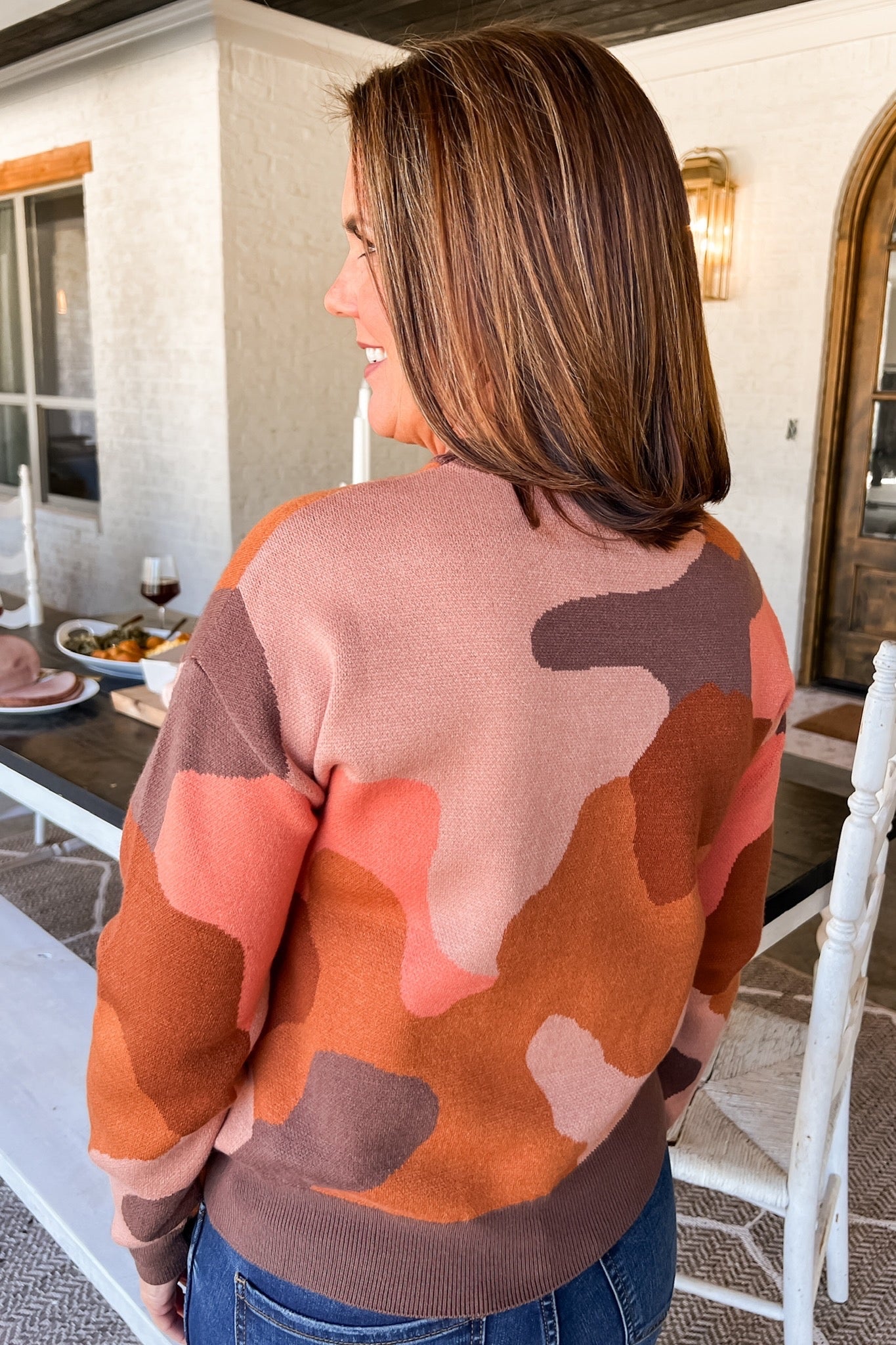 Rust Tones Camo Luxe Sweater by THML