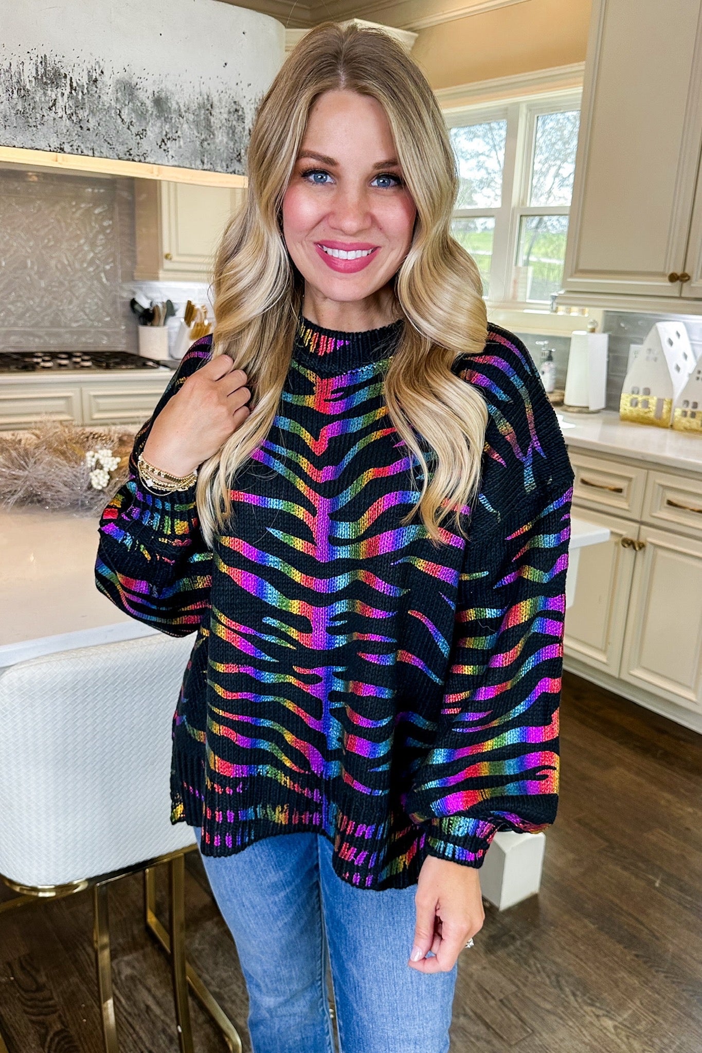 Holographic Leopard Black Sweater