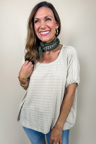 Oatmeal Casual Short Sleeve Knit Tee