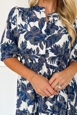 Southern Charm Blue Floral Maxi Dress