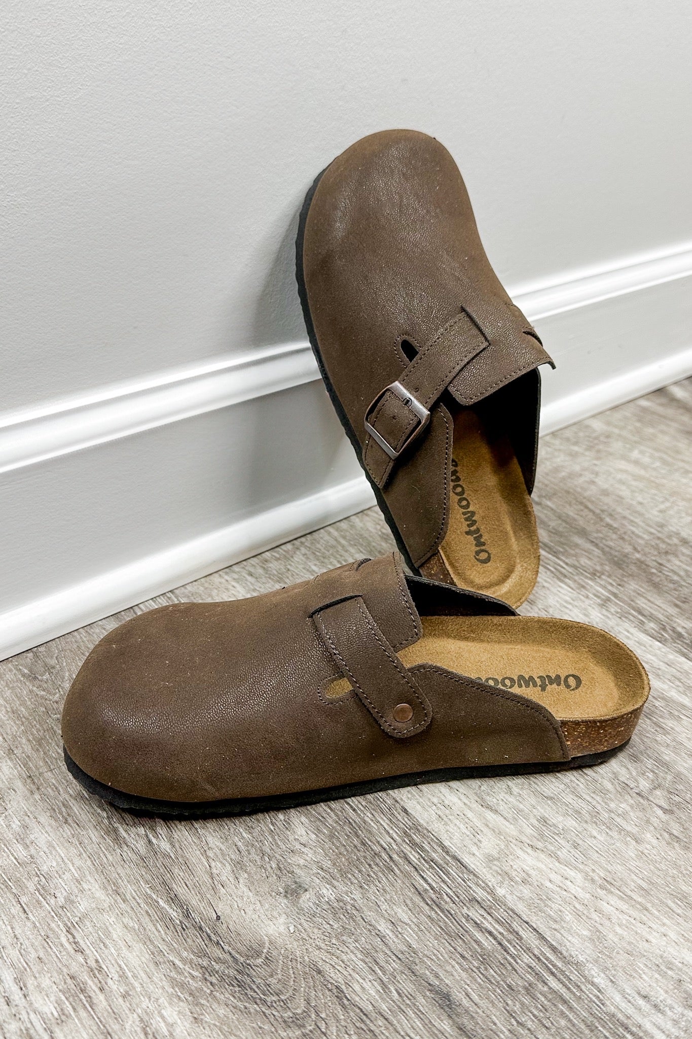 The Bria Slip On Flat Clog Mule in Chocolate Brown