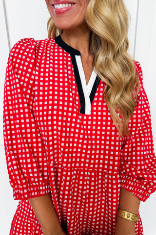 The Cooper Dress in Red/black Gingham by Mary Square