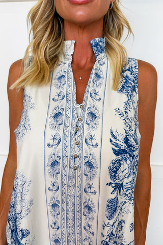 Porcelain Floral Midi Dress