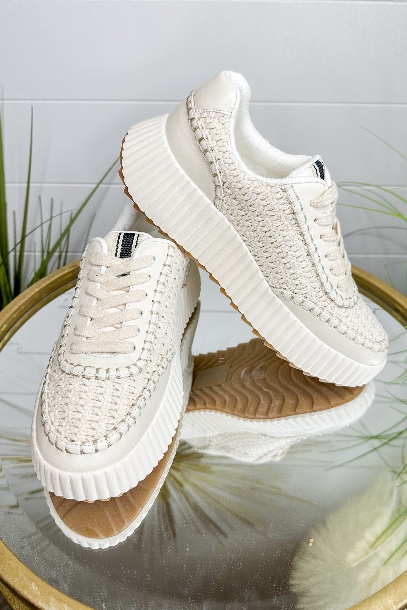 The Selina Woven Sneaker in Natural by ShuShop