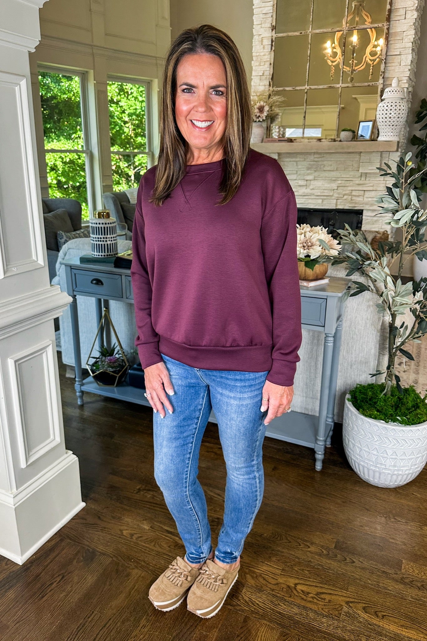 The Malibu Buttery Soft Sweatshirt in Wine