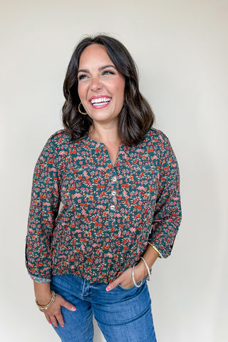 Dear Scarlett Liz Luxe Top in Hunter Green