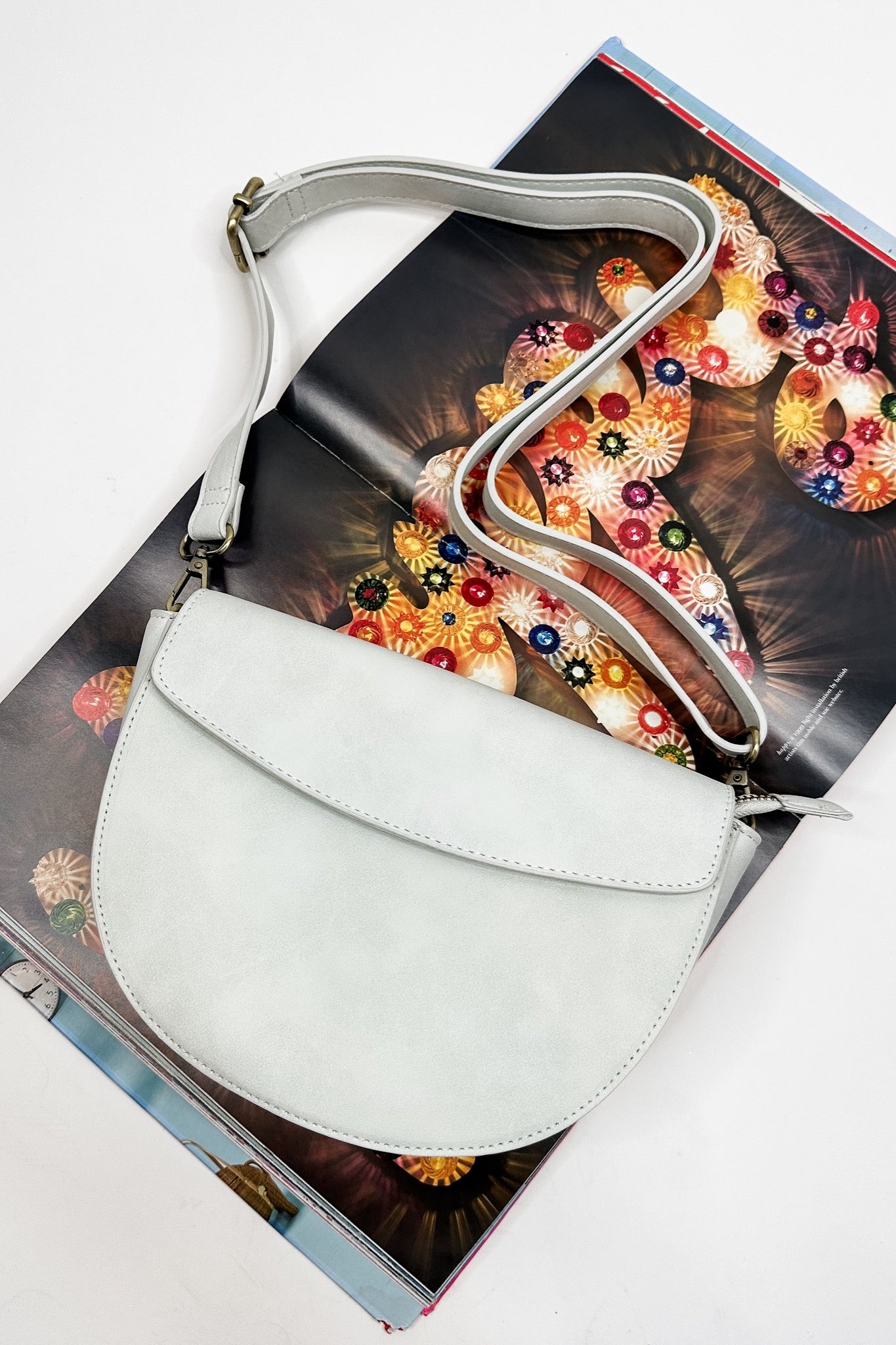The Luna Crescent Crossbody in White by Joy Susan