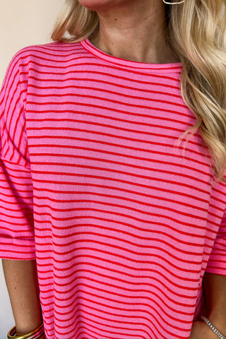 Hot Pink and Red Stripe Terry Cloth Dress
