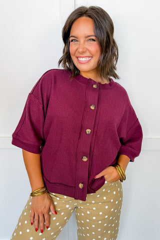 The Easy Does It Cardigan in Dark Cherry