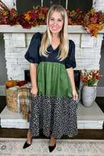 Load image into Gallery viewer, The Brawley Dress in Dalmatian Color Block by Crosby