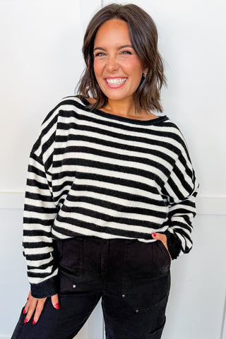 The Everyday Stripe Sweater in Black