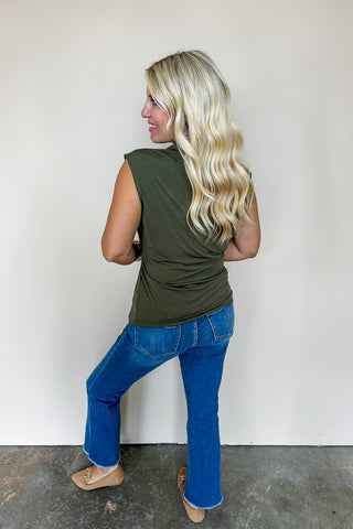 Dear Scarlett Kennedy Surplice Layering Top in Olive