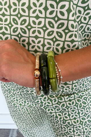 Modern Classic Bracelet Stack in Olive